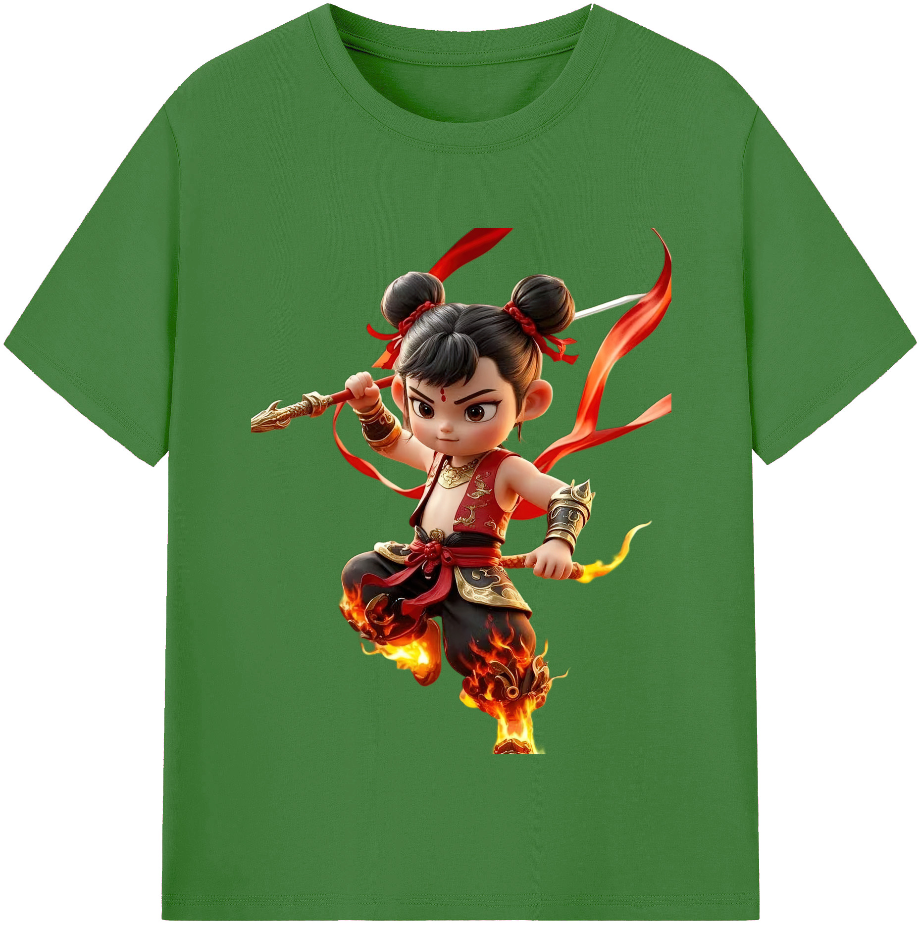 （画像用） Ne Zha 2 ナタ 魔童の大暴れ レディースカジュアルプリントTシャツ（綿100％）